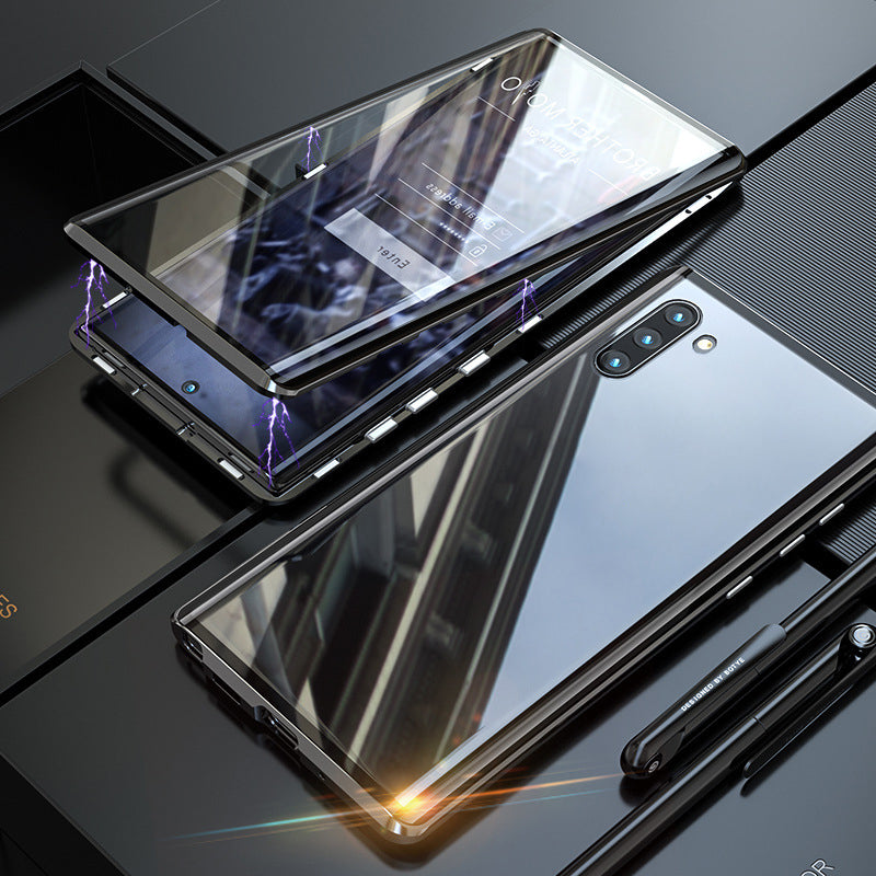 Magnetische gehärtete Glas doppelseitige Handytasche für Samsung