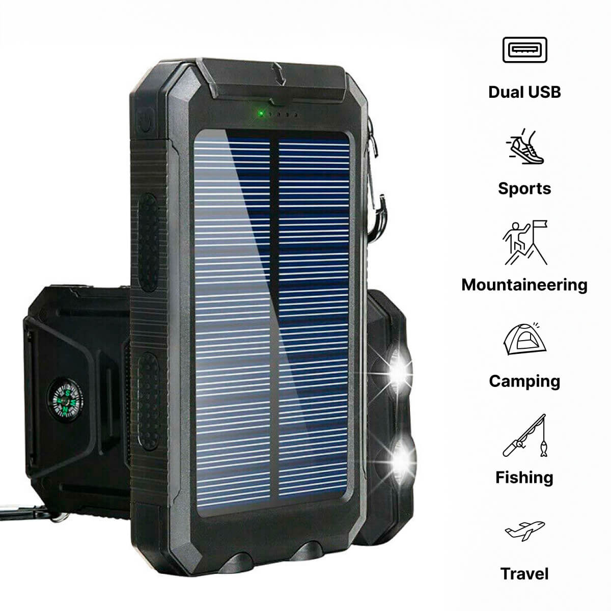 20000mAh Wasserdichte Powerbank mit Solartechnologie
