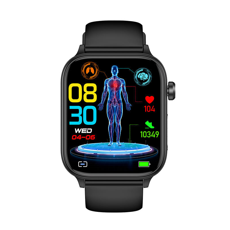 Smartwatch mit EKG, Blutzucker & Gesundheitscheck – 30s Mikro-Analyse, Bluetooth-Anrufe, IP68, HRV-Funktion