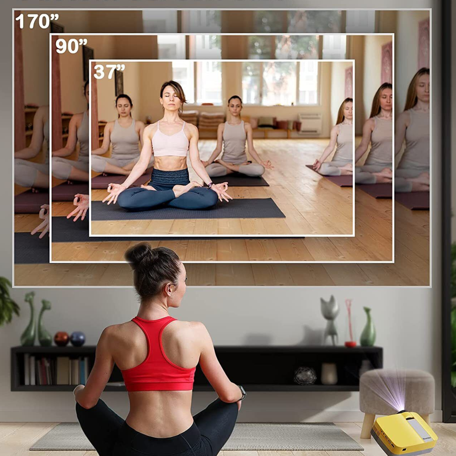 Tragbarer HD Mini Projektor 1080P, USB Multi-Gerät, Laptop & Mobil, Kompakt mit Stativ