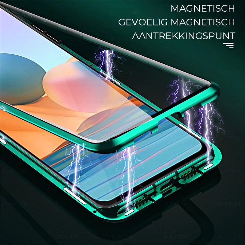 Magnetische gehärtete Glas doppelseitige Handytasche für Samsung