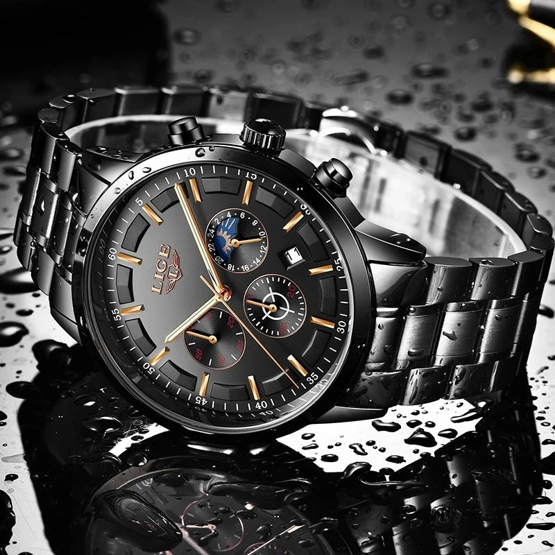 VanguardTime | Militär Schwarz Stahl Uhr – Elegant & Anspruchsvoll