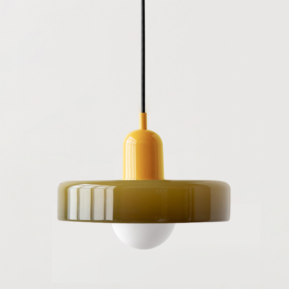 Bauhaus Pendelleuchte aus Farbglas