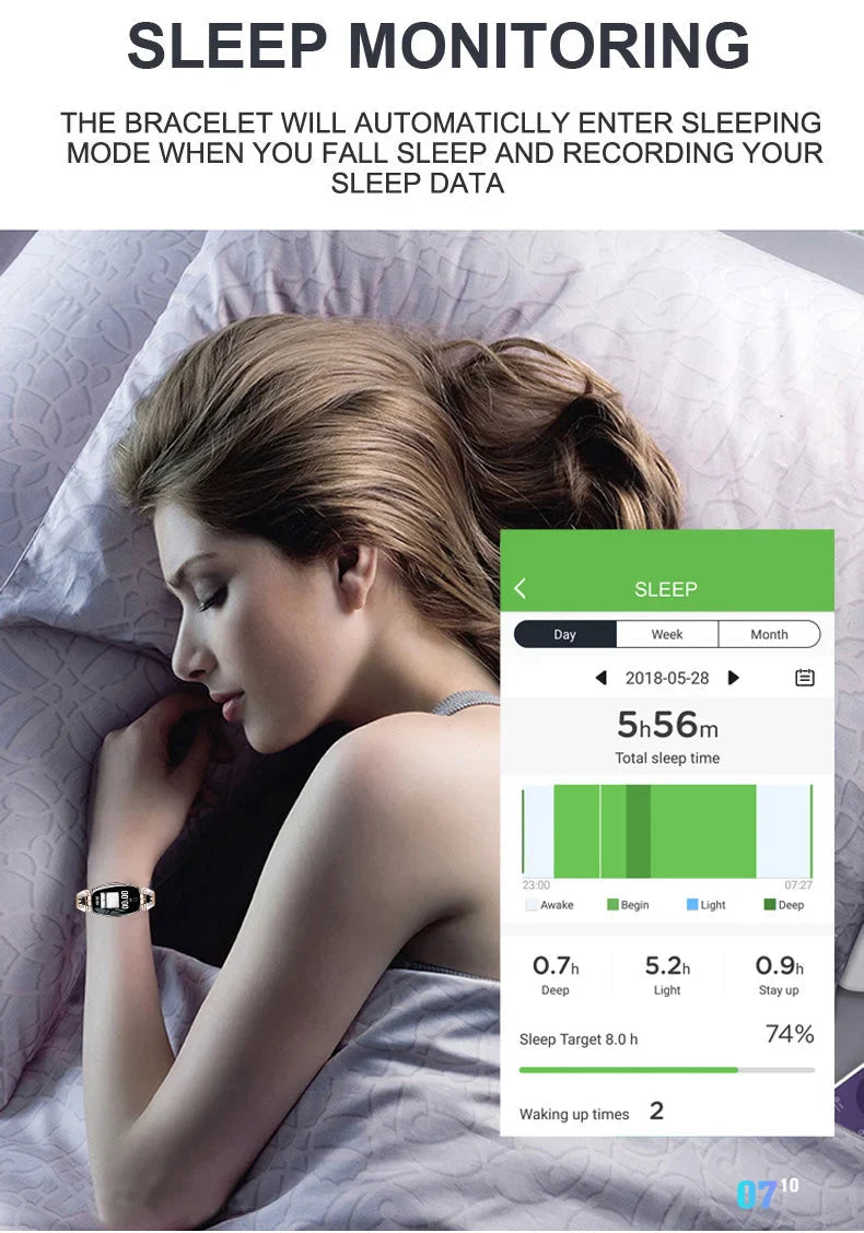 Wasserdichtes Smart-Fitnessarmband mit HR- und Blutdruckmessgerät für Frauen