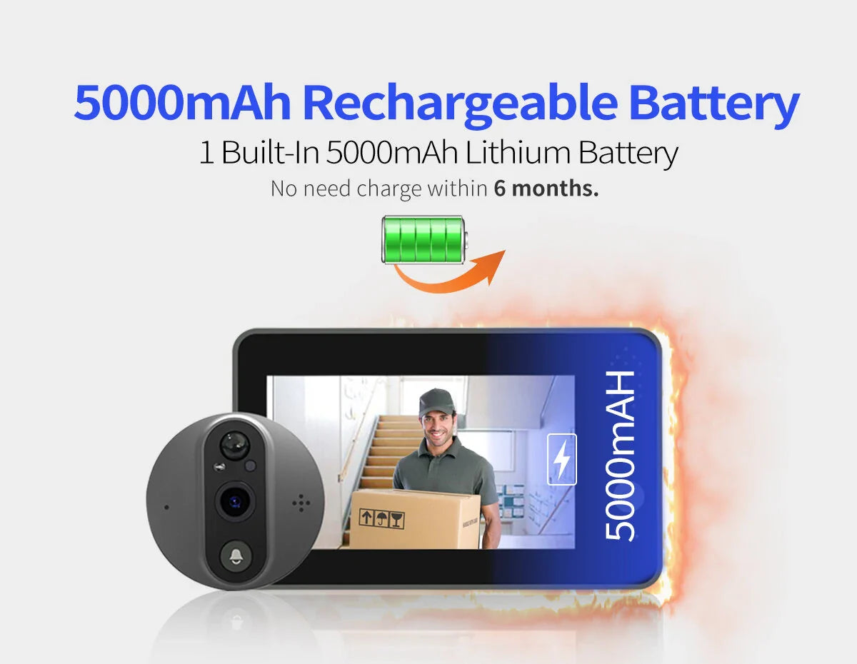 Tuya Smart 1080P WiFi Türklingel Kamera mit 4,3-Zoll-Display, Gegensprechfunktion, Nachtsicht und Home Security Viewer