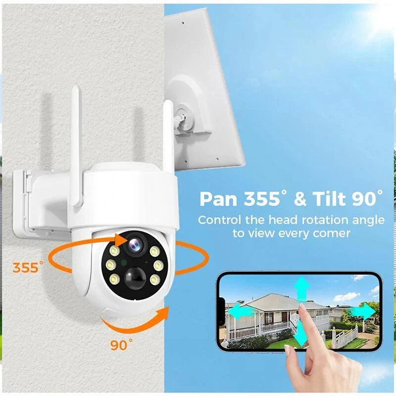 Hiseeu 4MP 2K HD Solar PTZ WiFi Sicherheitskamera, PIR Bewegung, Farb-Nachtsicht, Zwei-Wege-Audio, IP66 wasserdicht, iCSee APP