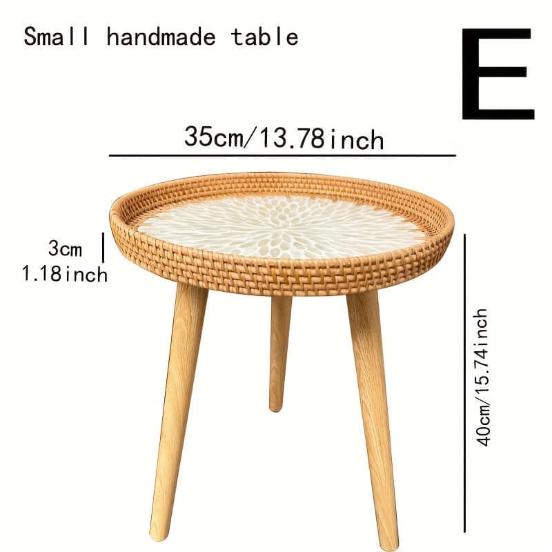 Rattan Beistelltisch Rund - Naturholz