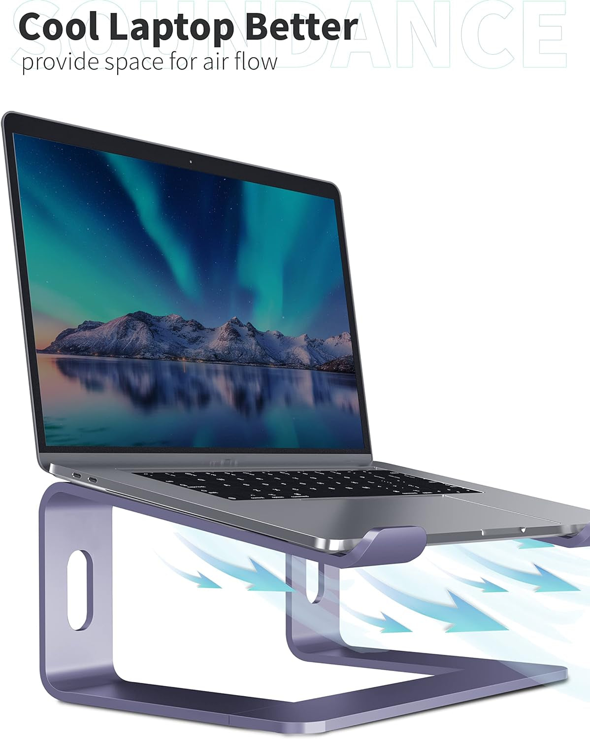 Laptopständer, Aluminium Computer Riser, ergonomischer Laptop-Hebel für den Schreibtisch, Metallhalter kompatibel mit 10 bis 15,6 Zoll Notebooks, Lila