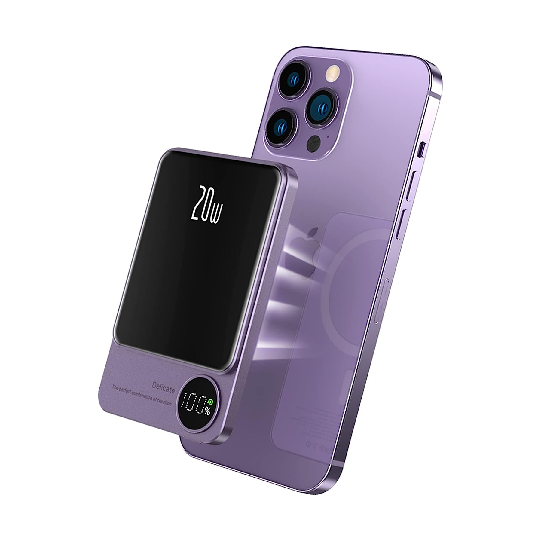 POFULL Magnetische Mobile Power Bank – 20W PD+QC Schnellladung, 15W Kabelloses Laden, Aluminiumgehäuse
