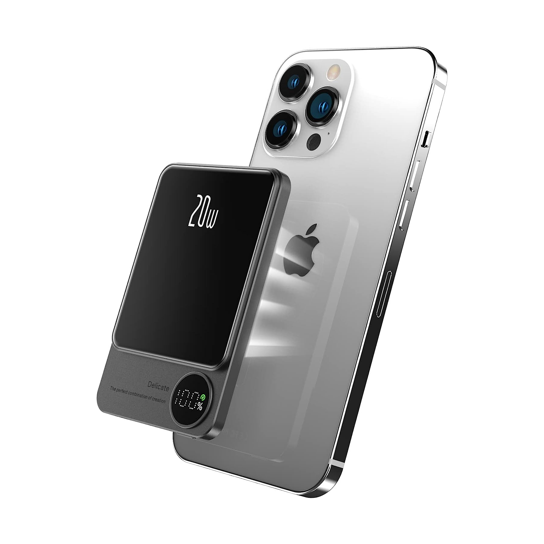 POFULL Magnetische Mobile Power Bank – 20W PD+QC Schnellladung, 15W Kabelloses Laden, Aluminiumgehäuse