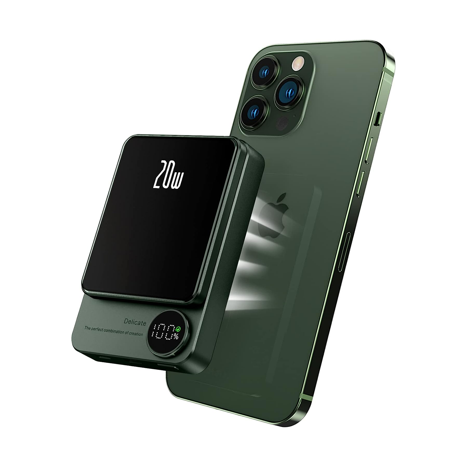 POFULL Magnetische Mobile Power Bank – 20W PD+QC Schnellladung, 15W Kabelloses Laden, Aluminiumgehäuse