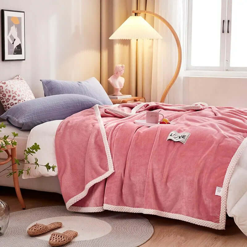 Rosa Flanell-Fleece Kuscheldecke - Weich & Wärmend