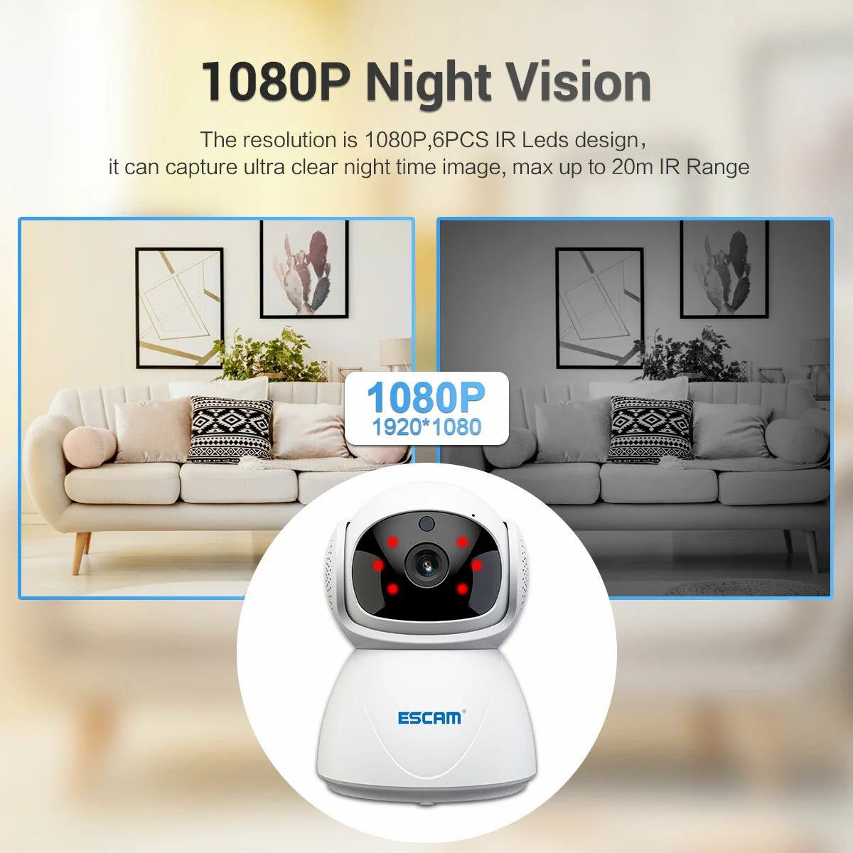 ESCAM PT201 1080P Dual-Band WiFi IP-Kamera mit automatischer Verfolgung, Cloud-Speicher, Zwei-Wege-Audio und intelligentem Nachtsichtmodus