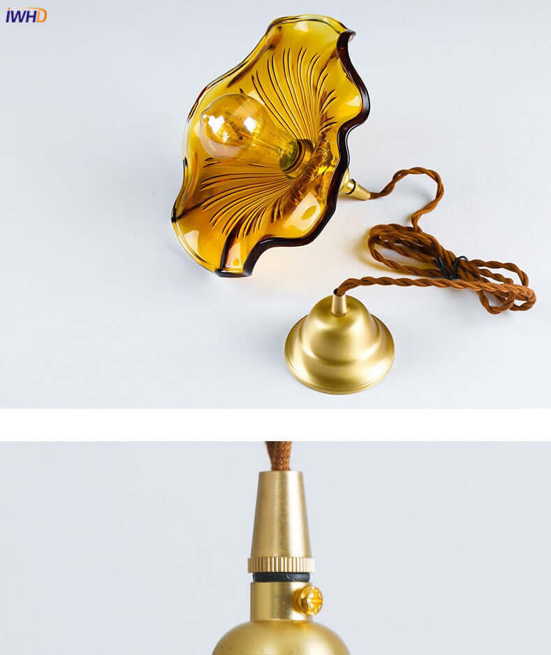 LED-Hängeleuchte, Buntglas & Kupfer - Modernes Design