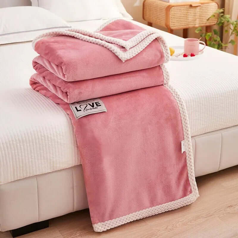 Rosa Flanell-Fleece Kuscheldecke - Weich & Wärmend