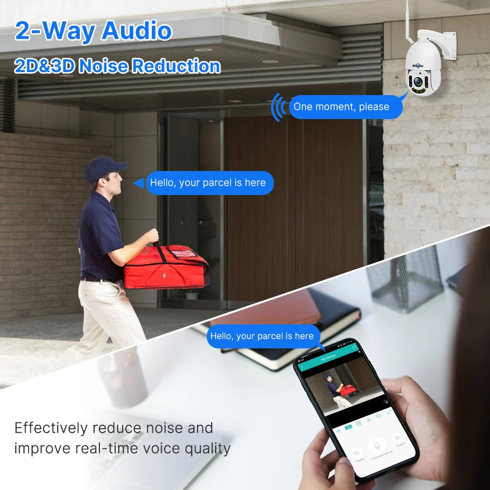 Hiseeu 5MP WiFi PTZ Kamera, 30X Zoom, Farb-Nachtsicht, 2-Wege Audio, IP66 Wasserdicht, Gesichts- & Humanoiderkennung, 2D/3D Rauschunterdrückung, ONVIF 2.0, H.265 Außen-Sicherheit