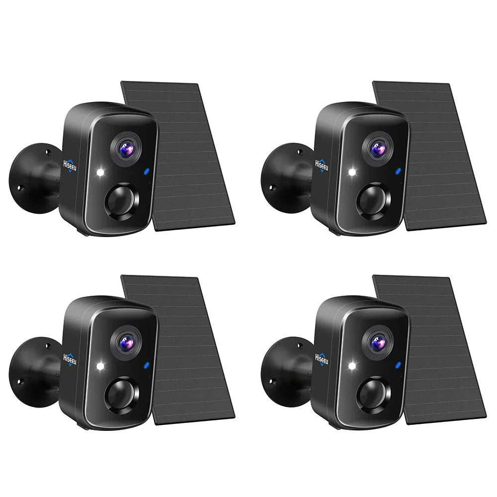 Hiseeu C90B 4MP Solarbetriebene WiFi IP Kamera - Vollfarb-Nachtsicht, IP65 wasserdicht, KI-Bewegungserkennung, Gegensprechfunktion, 100% kabellos, Eseecloud App Smart Home Überwachung