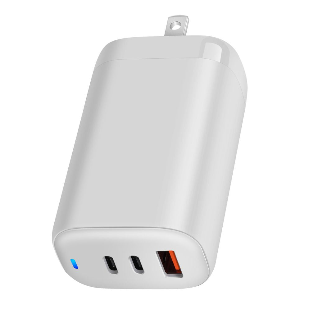 65W GaN 3-Port USB-C Ladegerät – Schnellladung, kompakt, mit 2 USB-C & 1 USB-A Anschluss, universeller Eingang, ideal für Reisen