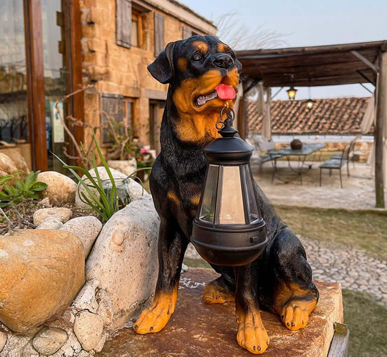 Solar-Hundefigur Gartenfigur LED Außenbeleuchtung