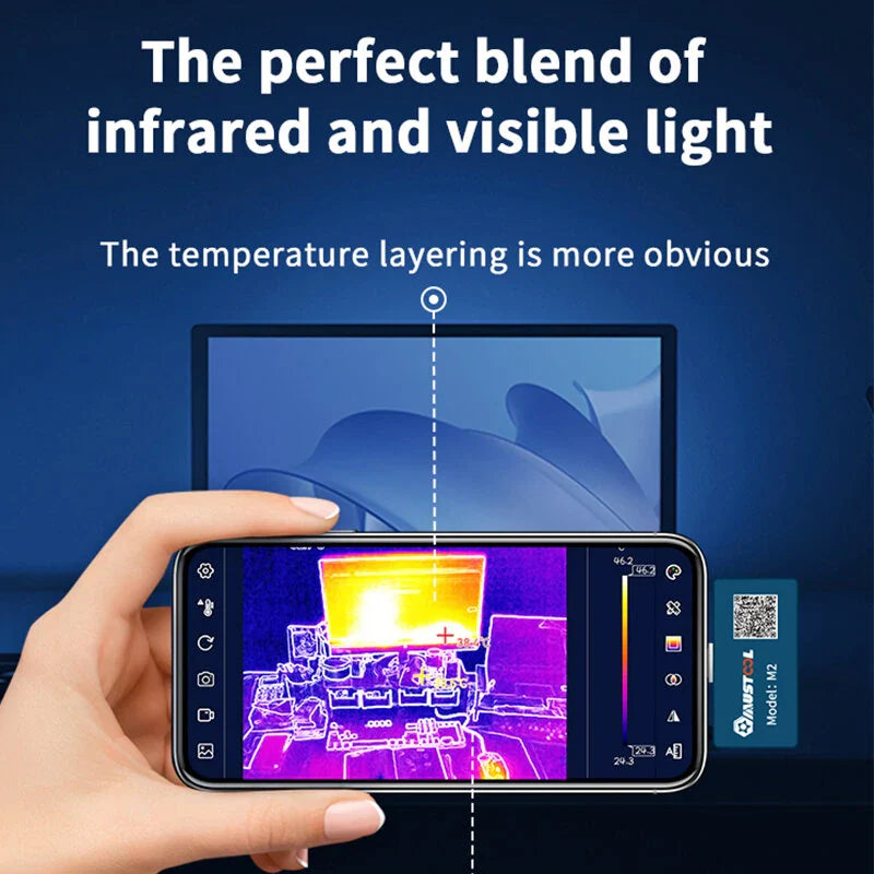 Mustool M2 Dual-Lens Wärmebildkamera 256x192 Hochauflösende IR mit visueller Kamera für Android, 25Hz Refresh-Rate, kompatibel mit Smartphones, Tablets und PC