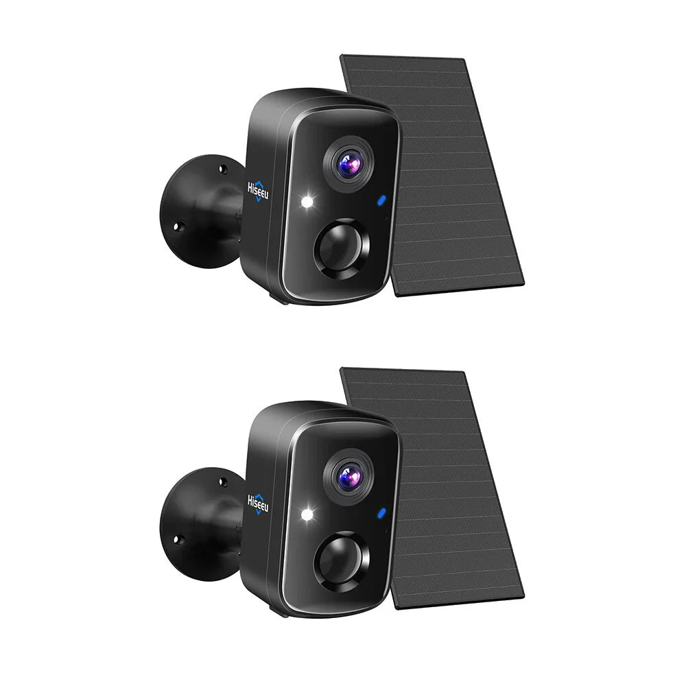 Hiseeu C90B 4MP Solarbetriebene WiFi IP Kamera - Vollfarb-Nachtsicht, IP65 wasserdicht, KI-Bewegungserkennung, Gegensprechfunktion, 100% kabellos, Eseecloud App Smart Home Überwachung
