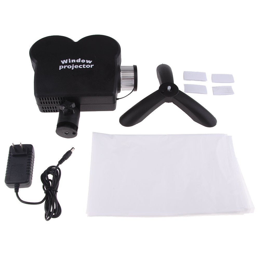 Winter Wonderland Fensterprojektor mit 12 Farbfilmen – Weihnachts- & Halloween-Deko, 360° drehbarer Ständer