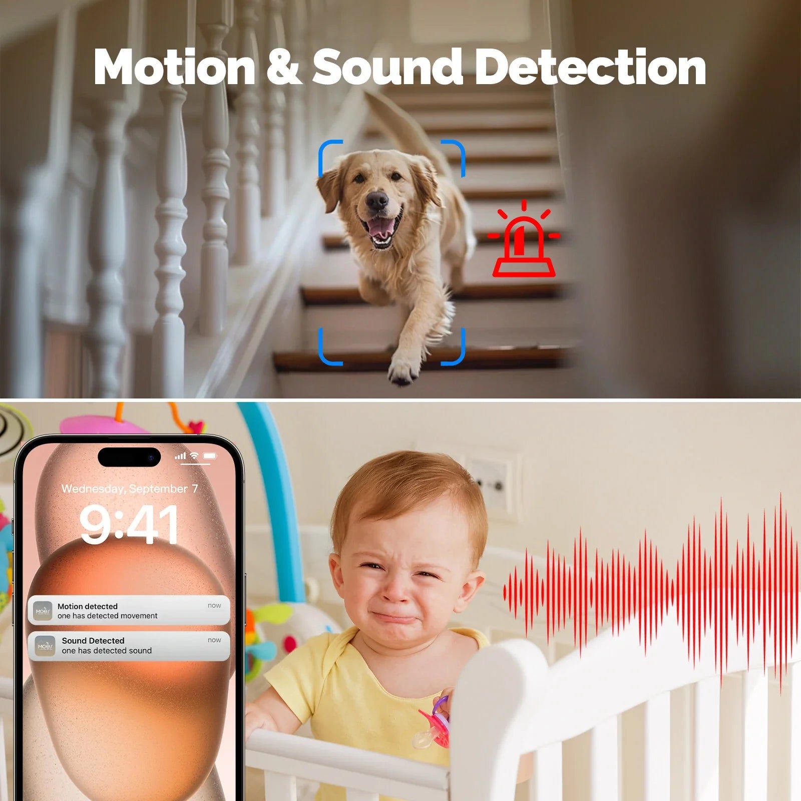 MoesHouse Tuya 4MP PTZ WiFi Kamera - Smart Home Sicherheit mit Bewegungserkennung, IR Nachtsicht, Zwei-Wege-Audio CCTV