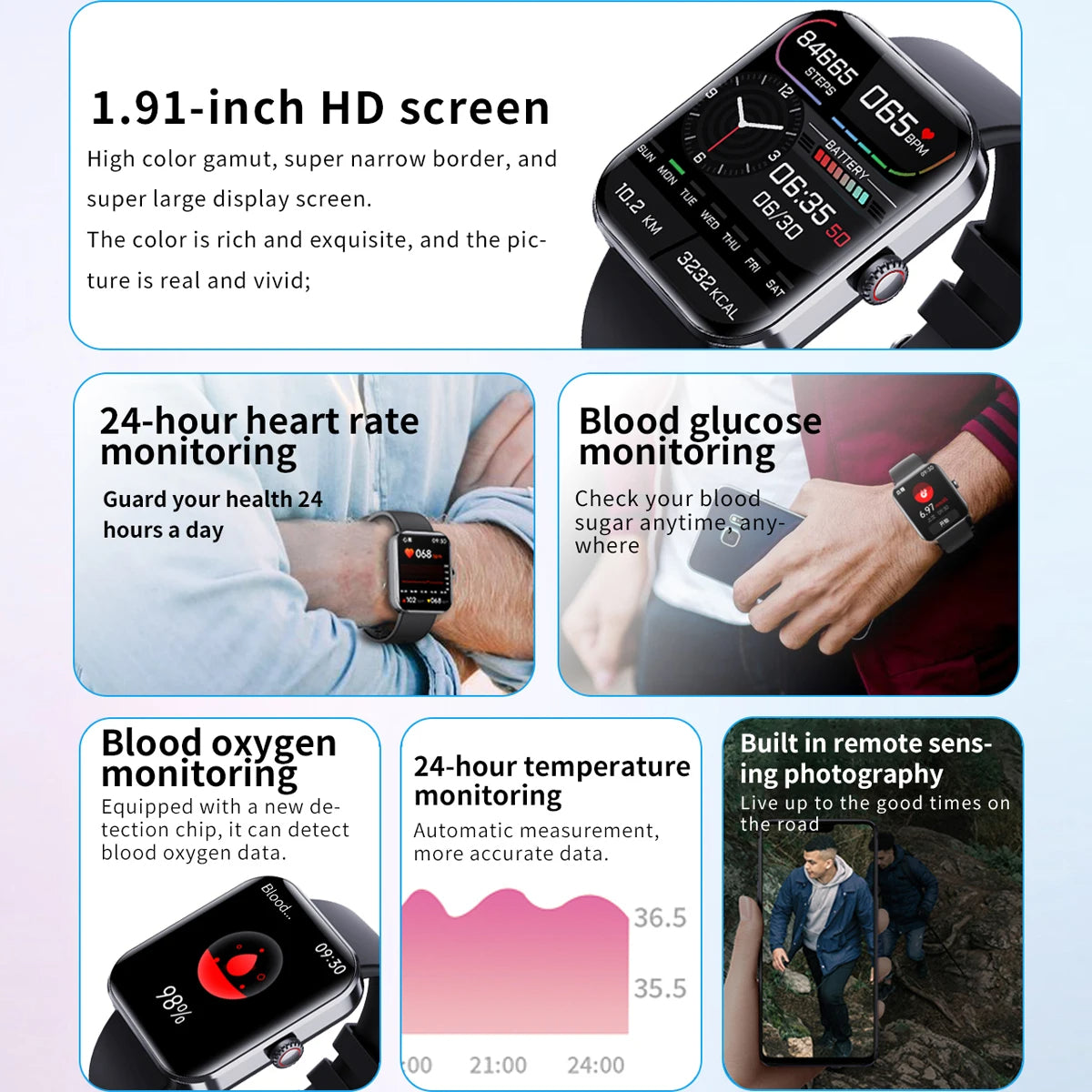 Blutzuckermonitoring-Smartwatch | Smartwatch für nicht-invasive Blutzuckertests