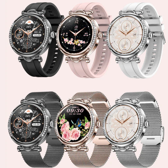 Zelara - Luxus Diamanten Zifferblatt Multifunktional Runde Smart Uhren