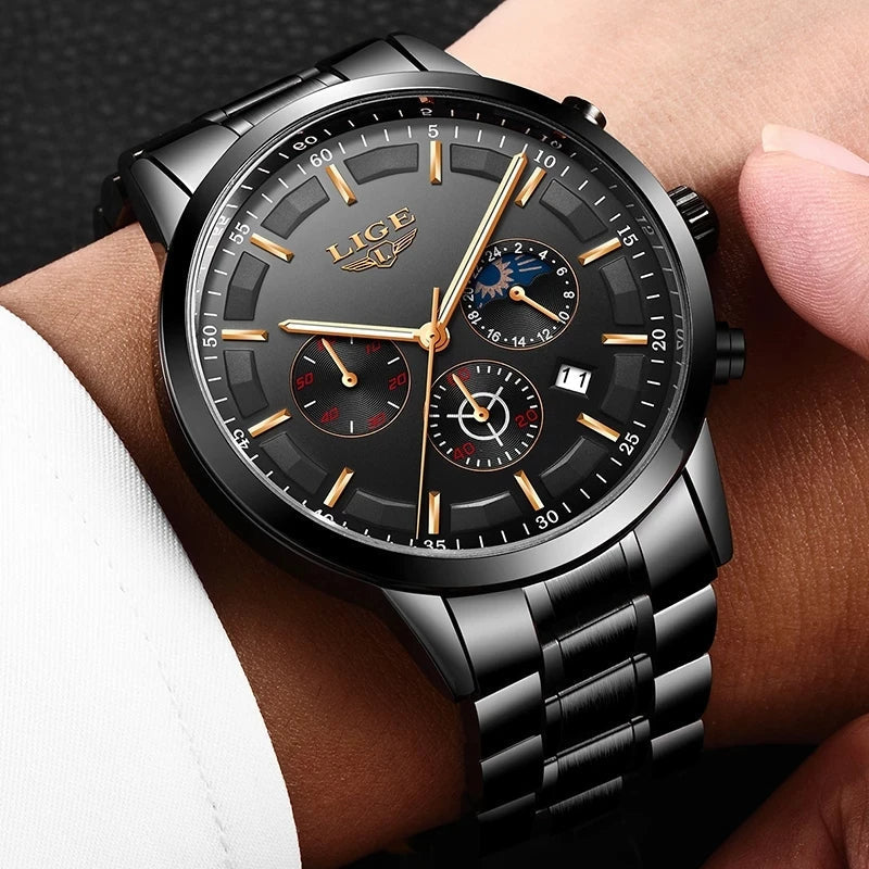 VanguardTime | Militär Schwarz Stahl Uhr – Elegant & Anspruchsvoll