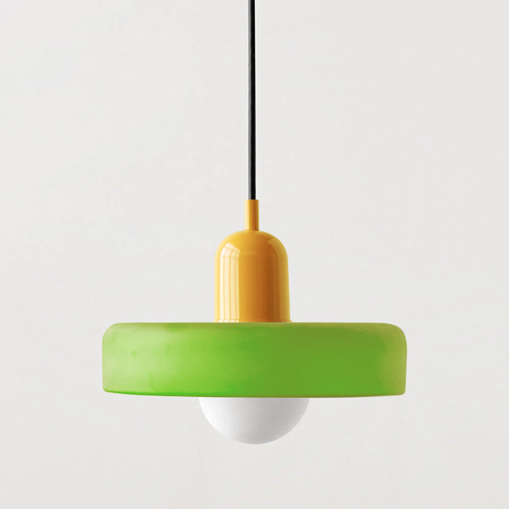 Bauhaus Pendelleuchte aus Farbglas
