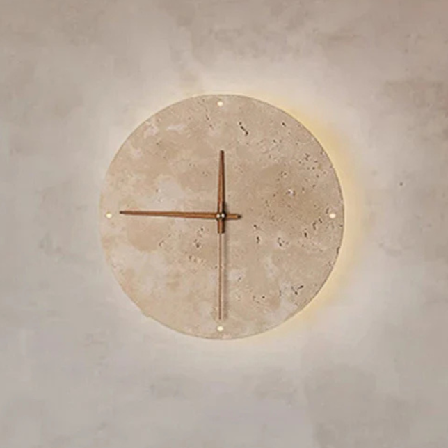 Secunda | Moderne Marmor LED Wanduhr 23 cm
