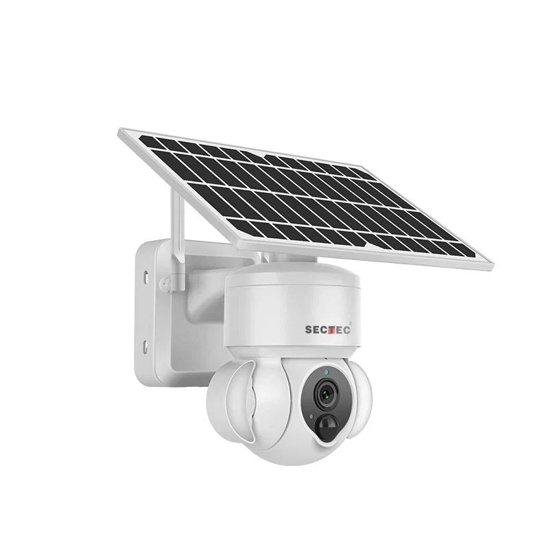 SECTEC 3MP HD 4G Solar Flutlichtkamera mit Bewegungsmelder, Farb-Nachtsicht, Gegensprechfunktion, IP66 wasserdicht für die Sicherheit im Freien