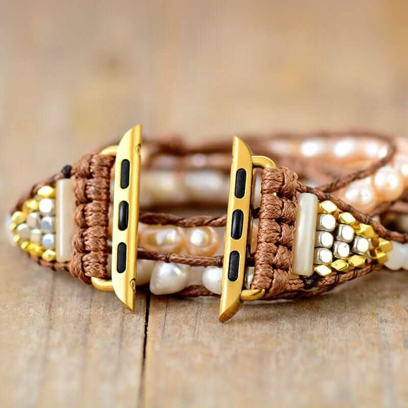 Wickelarmband mit Süßwasserperlen für Smartwatch