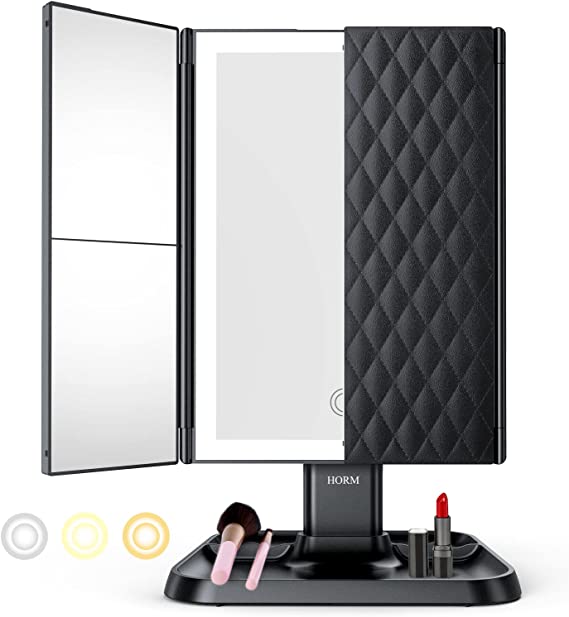Lumière Make-up Spiegel mit LED-Beleuchtung – Einstellbare Vergrößerung und Stilvolle Aufbewahrung