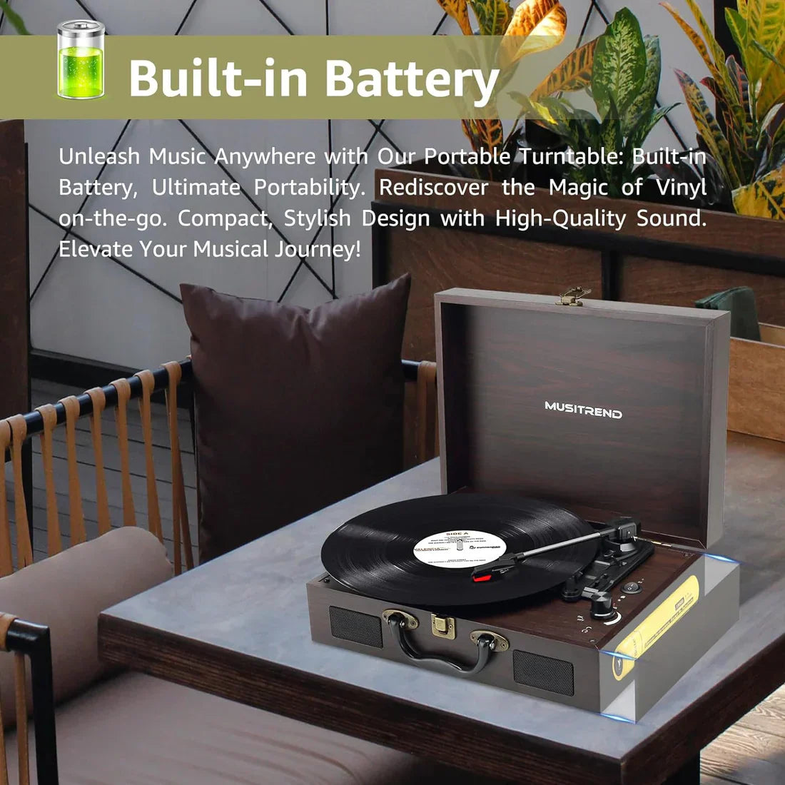 Vintage Plattenspieler Koffer-Stil mit Bluetooth & USB Digital Vinyl Konvertierung