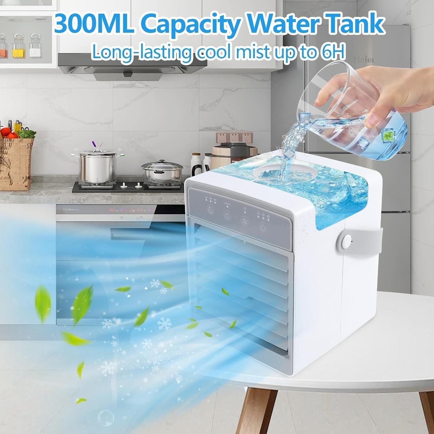 Tragbare Mini-Klimaanlage USB Verdunstungskühler Ventilator Luftbefeuchter Nachtlicht