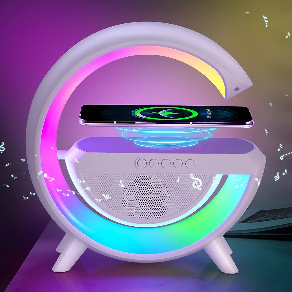 4-in-1 Smart Alarm Clock | Stimmungslicht | Bluetooth-Lautsprecher | Drahtloses Ladegerät