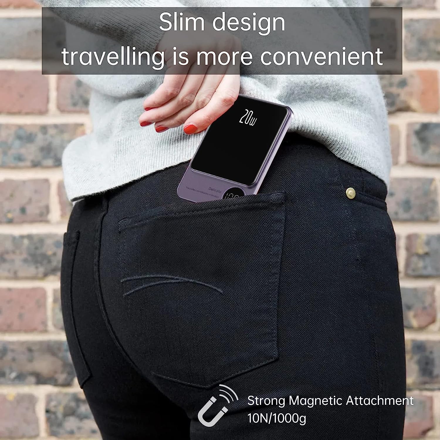 POFULL Magnetische Mobile Power Bank – 20W PD+QC Schnellladung, 15W Kabelloses Laden, Aluminiumgehäuse