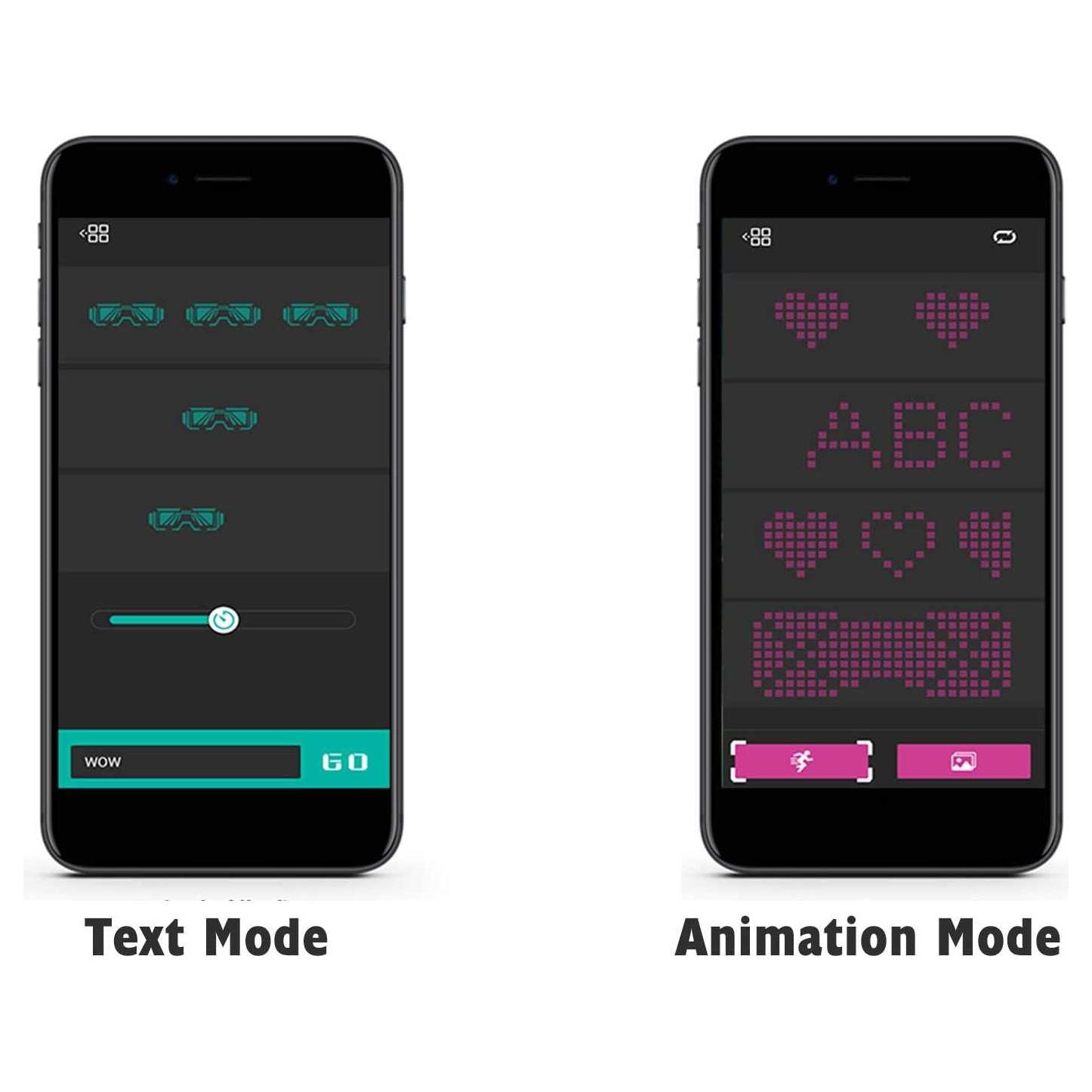 Programmierbare LED-Brille – Verwandeln Sie jede Party in ein Lichtspektakel – App-steuerbar – vollständig anpassbar – ideal für Partys – 32 Animationen, 11 Bilder – lange Akkulaufzeit und wiederaufladbar über USB – komfortabel – langlebig – Schwarz
