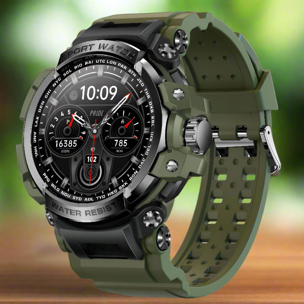 TitanGuard™ | Unverwüstliche Outdoor-Sport-Smartwatch mit Herzfrequenzmonitor, Blutsauerstoffüberwachung & Anrufbenachrichtigungsfunktionen