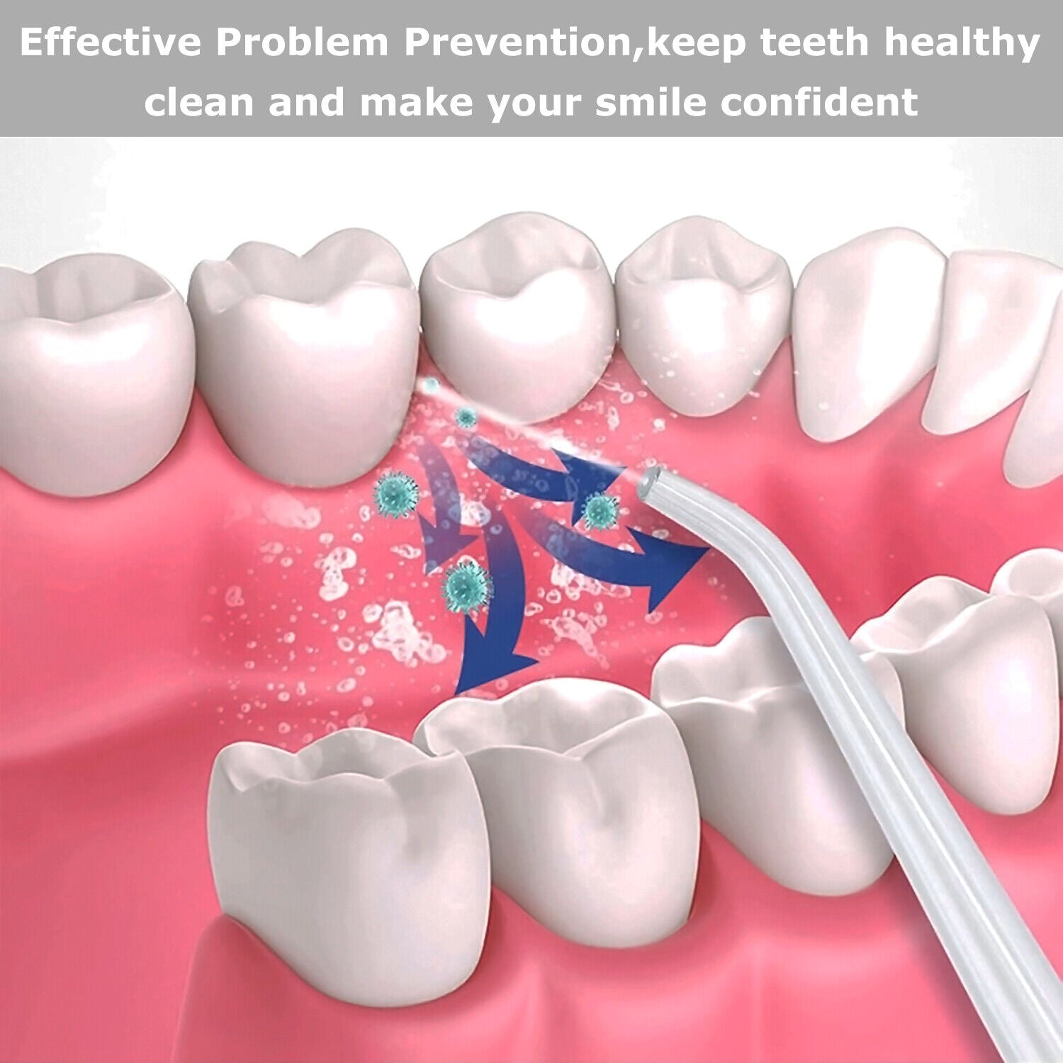 Tragbarer Wasserflosser kabellos, 3 Modi, 4 austauschbare Spitzen für Zahnspangen & Implantate