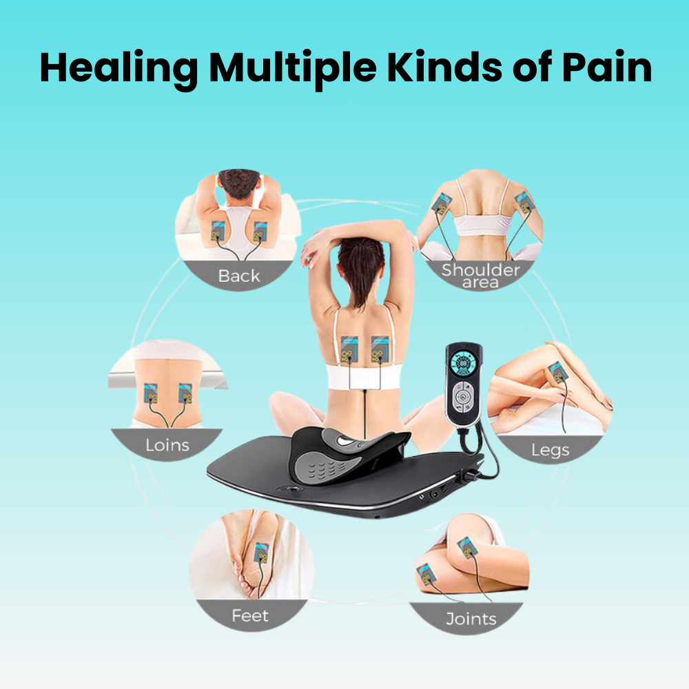 Multifunktionales Nacken- und Schultermassagegerät mit Traktion, Wärme- und Elektrotherapie – Schmerzlinderung für Zuhause