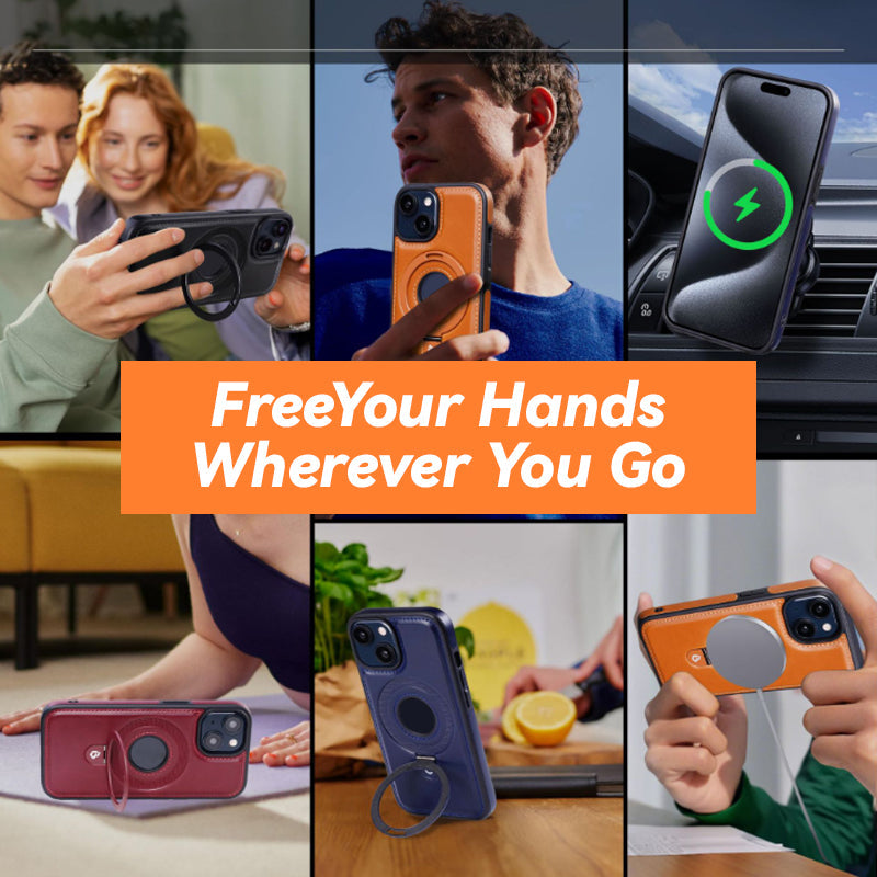 Vollständige Abdeckung Stoßfest Leder Magnetische Stand iPhone Hülle