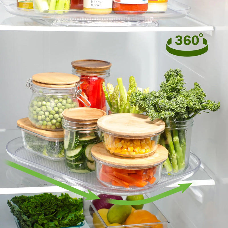 Rechteckige Lazy Susan Drehscheibe für Kühlschrank und Schrank – Maximiert den Raum, 360° Drehung
