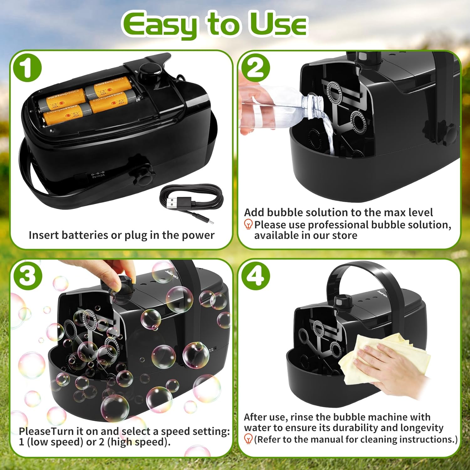 Seifenblasenmaschine Elektrisch Hochleistung 18000+ Blasen Kinder Party Outdoor