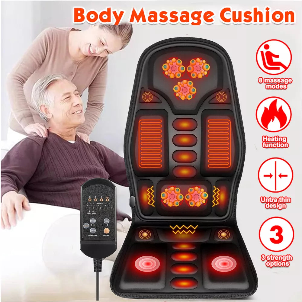 8 Mode Massage Stuhlauflage Mit Warmem Rücken-Nacken-Kissen Für Auto & Zuhause