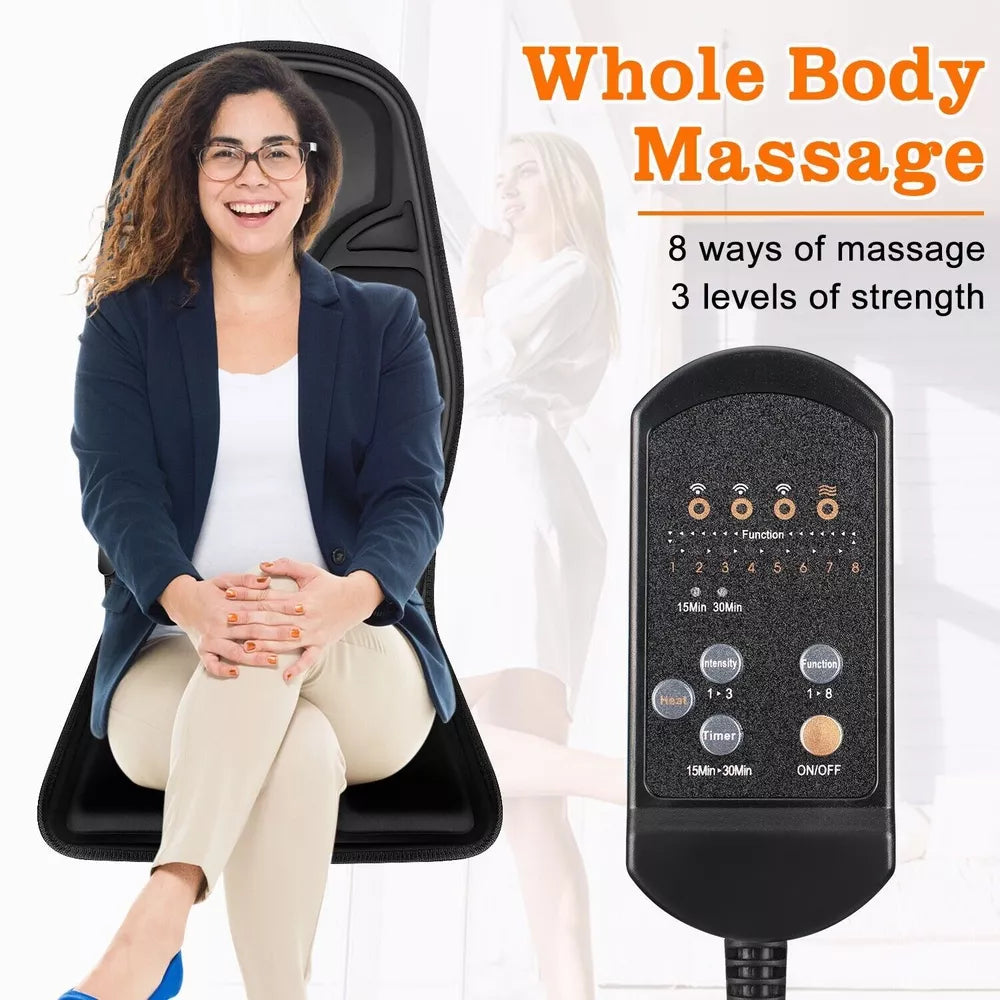 8 Mode Massage Stuhlauflage Mit Warmem Rücken-Nacken-Kissen Für Auto & Zuhause