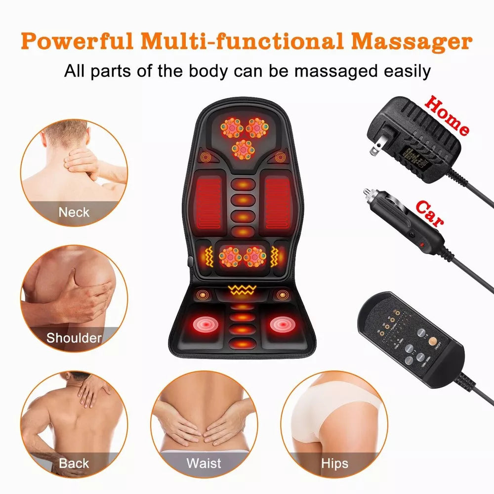 8 Mode Massage Stuhlauflage Mit Warmem Rücken-Nacken-Kissen Für Auto & Zuhause