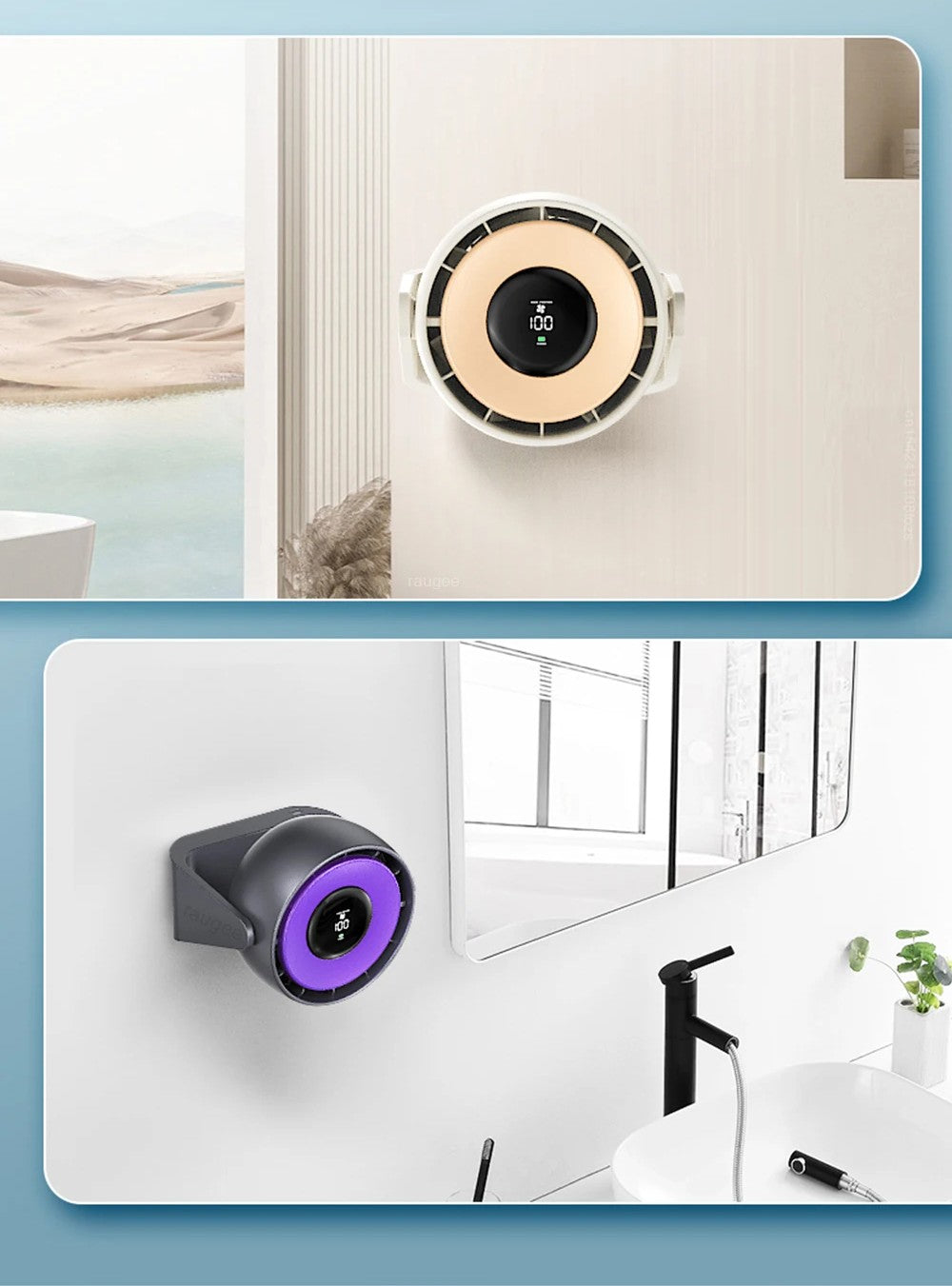 Drahtloser verstellbarer Klimaanlagenventilator mit Licht – Wiederaufladbare Turbo-Kühlung für Schreibtisch- und Wandmontagekomfort